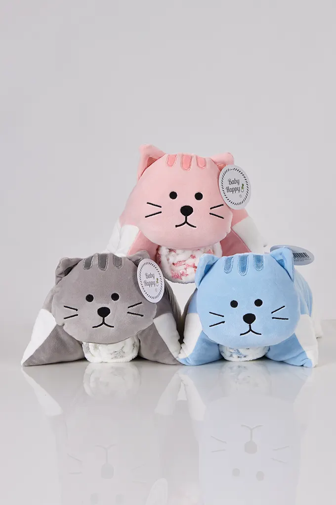 Kitten Pillow Teddy + Blanket Set