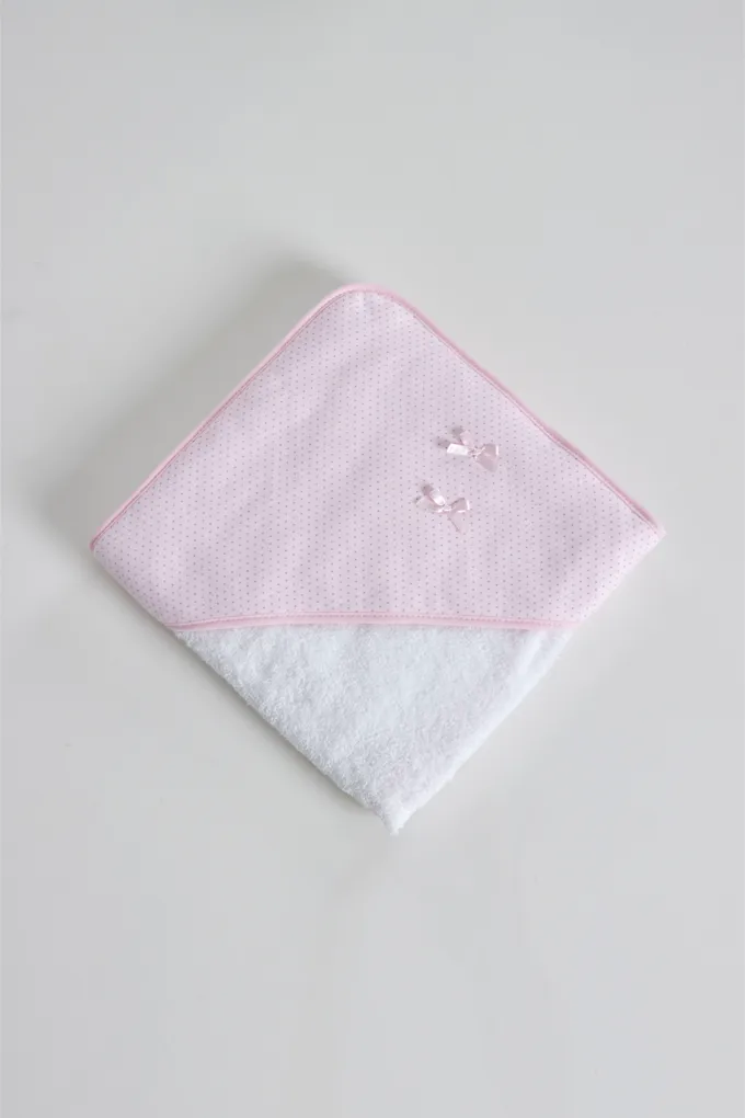 Bow w/ Dots Printed Baby Towel