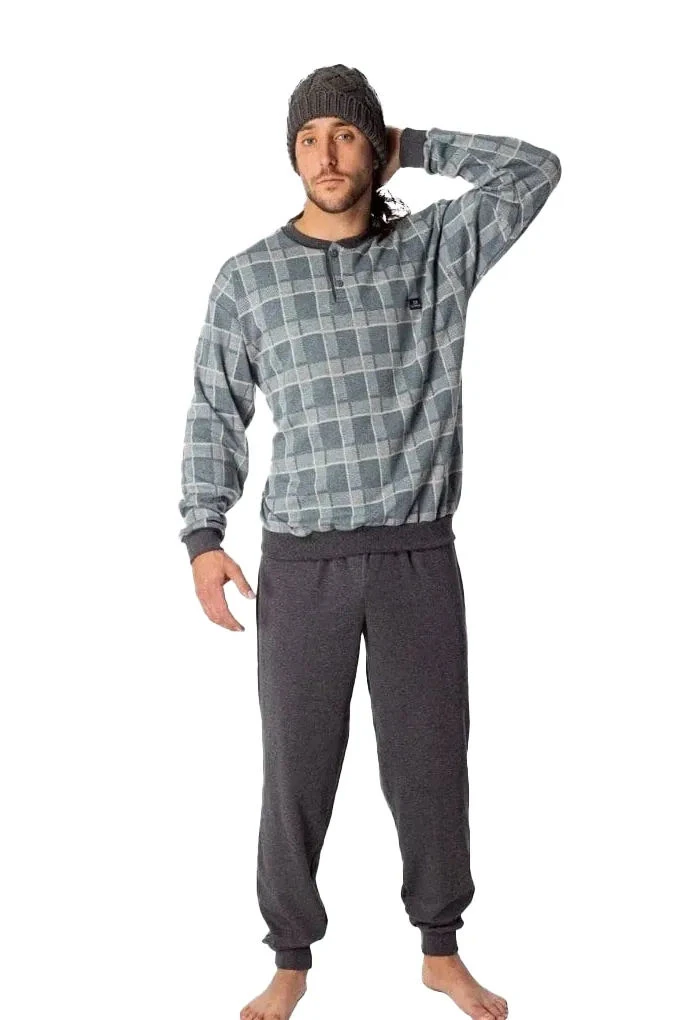 60027 Man Printed Thermal Pyjama Set w/ Buttons