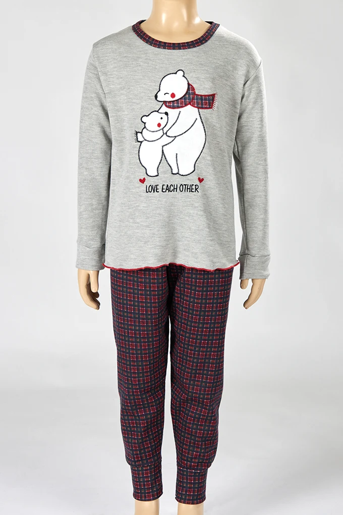 Pijama Estampado Cardado Menina Urso Polar