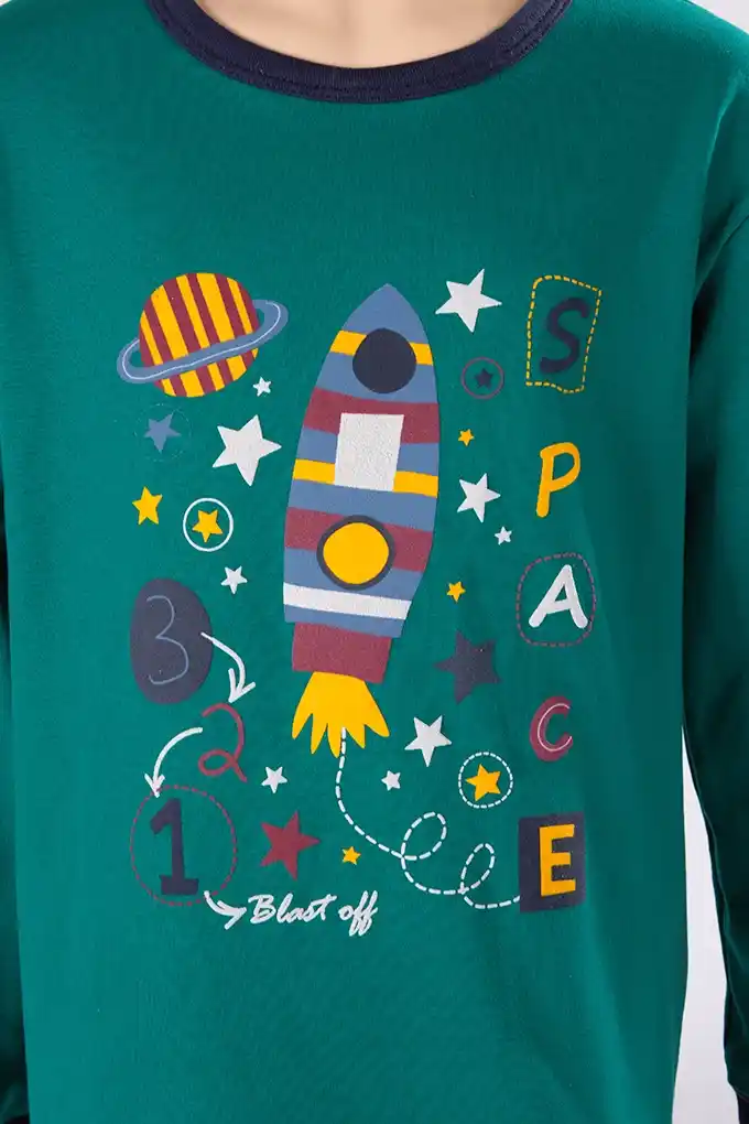 Pijama Estampado Cardado Menino Space