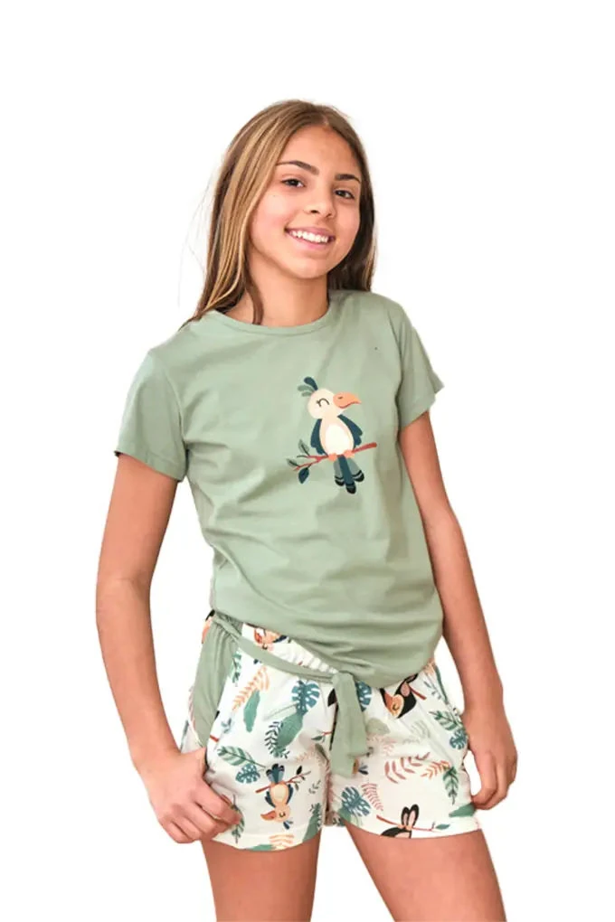 252 Teenager Girl Printed Short Sleeve Pyjama Set