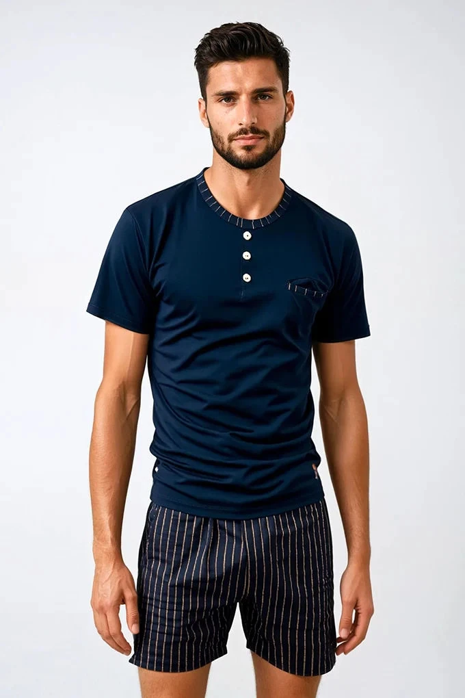 555 Man Short Sleeve Printed Pyjama Set