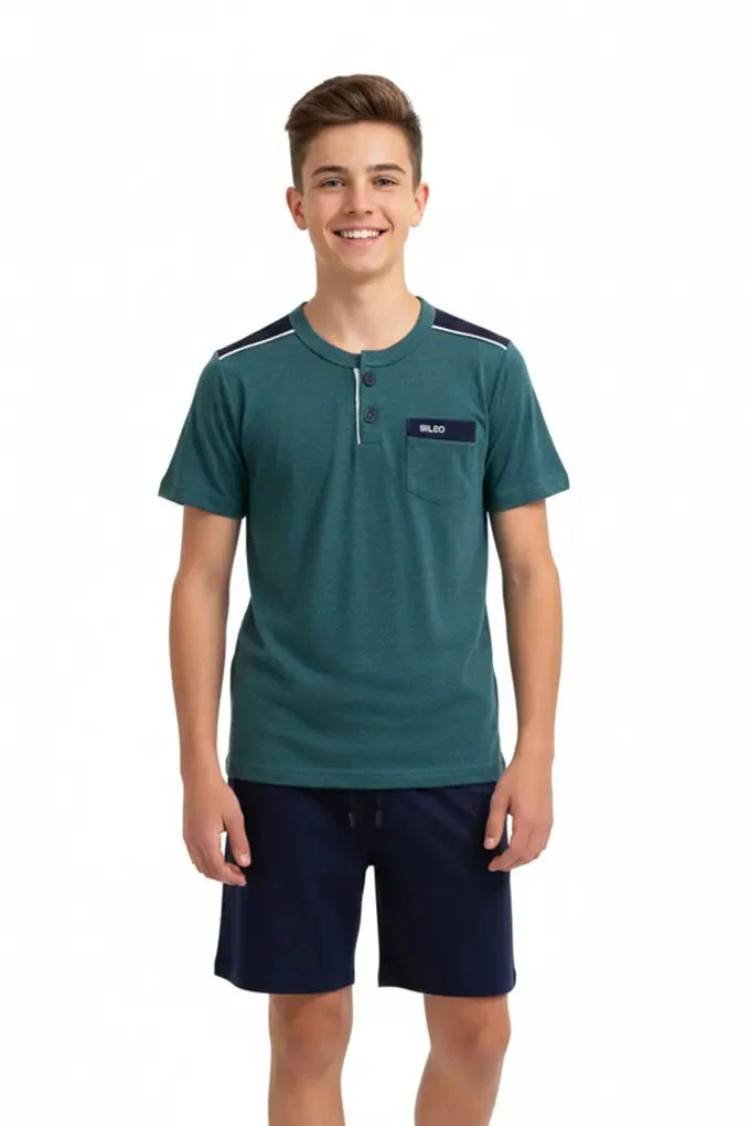 252 Teenager Boy Short Sleeve Printed Pyjama Set