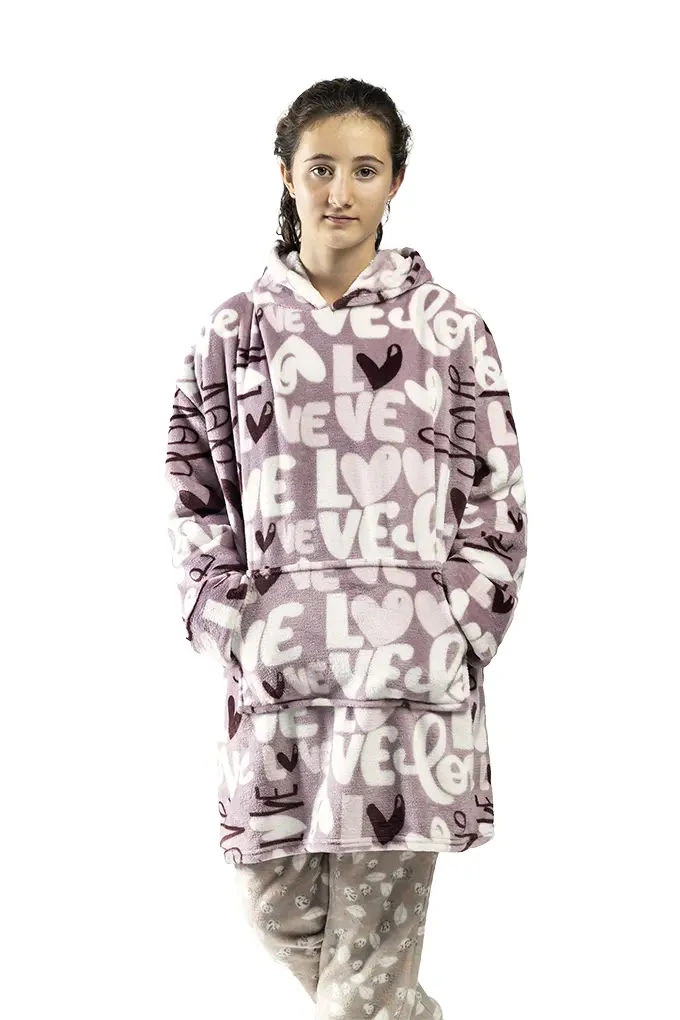 1028N Gilrl Printed Coral Poncho