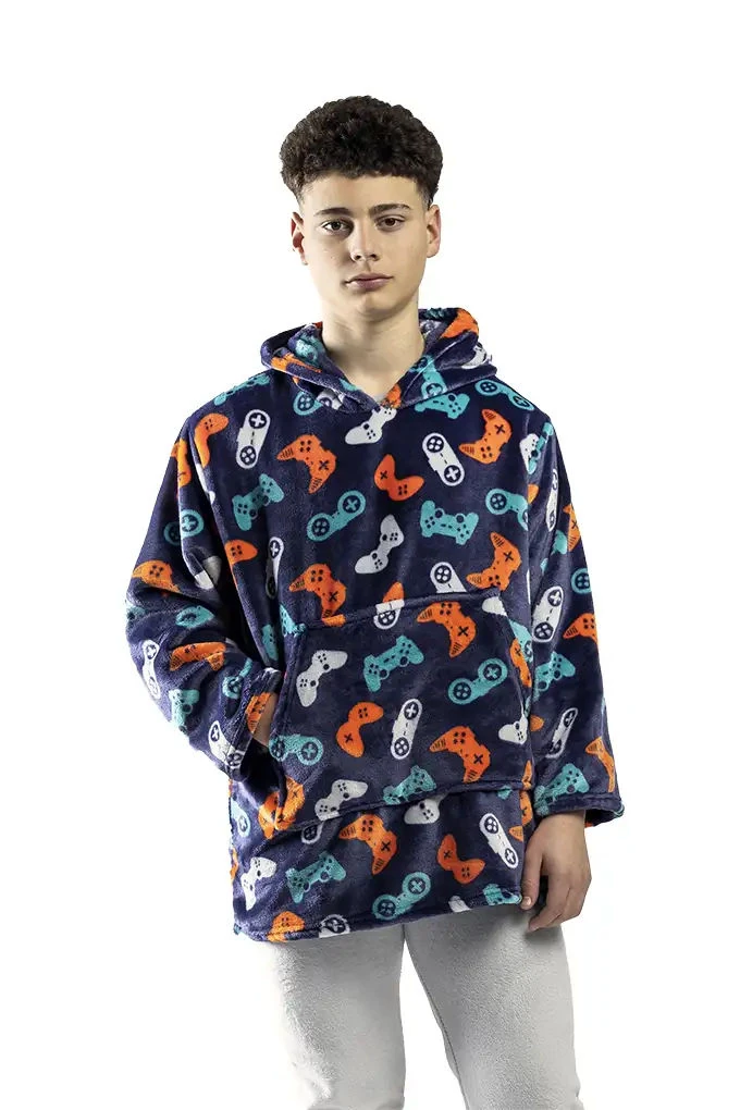 1019N Boy Coral Printed Poncho
