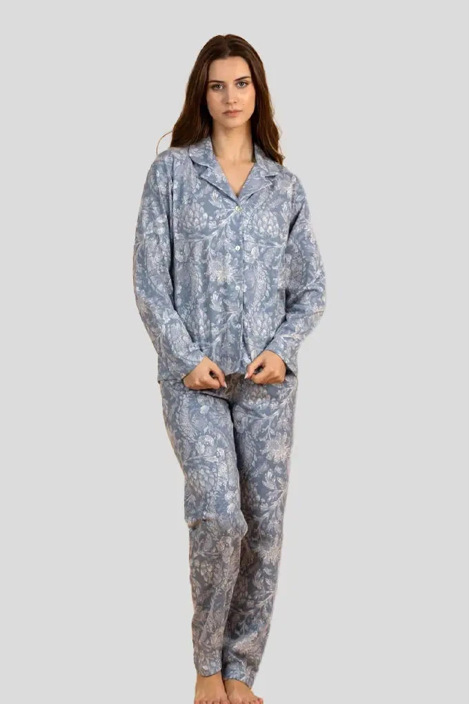 3034 Woman Algodón Jacket Pyjama Set