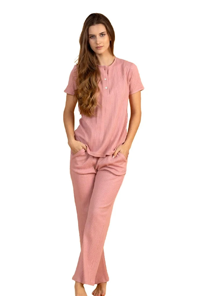 3021 Woman Short Slevve Knitted Pyjama Set