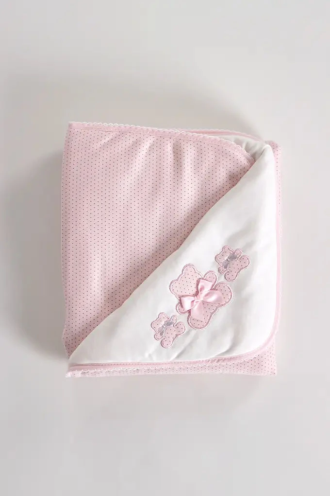 3 Bears Embroidered Cotton Baby Blanket