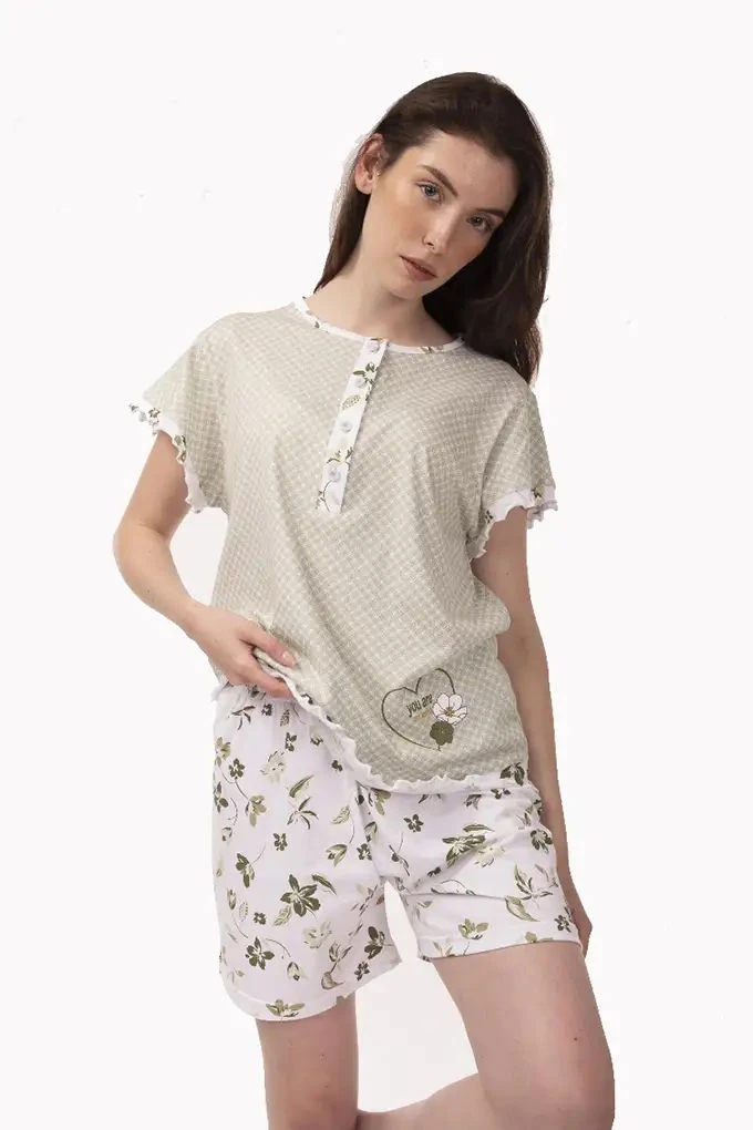 20464 Woman Short Sleeve Printed Pyjama Set