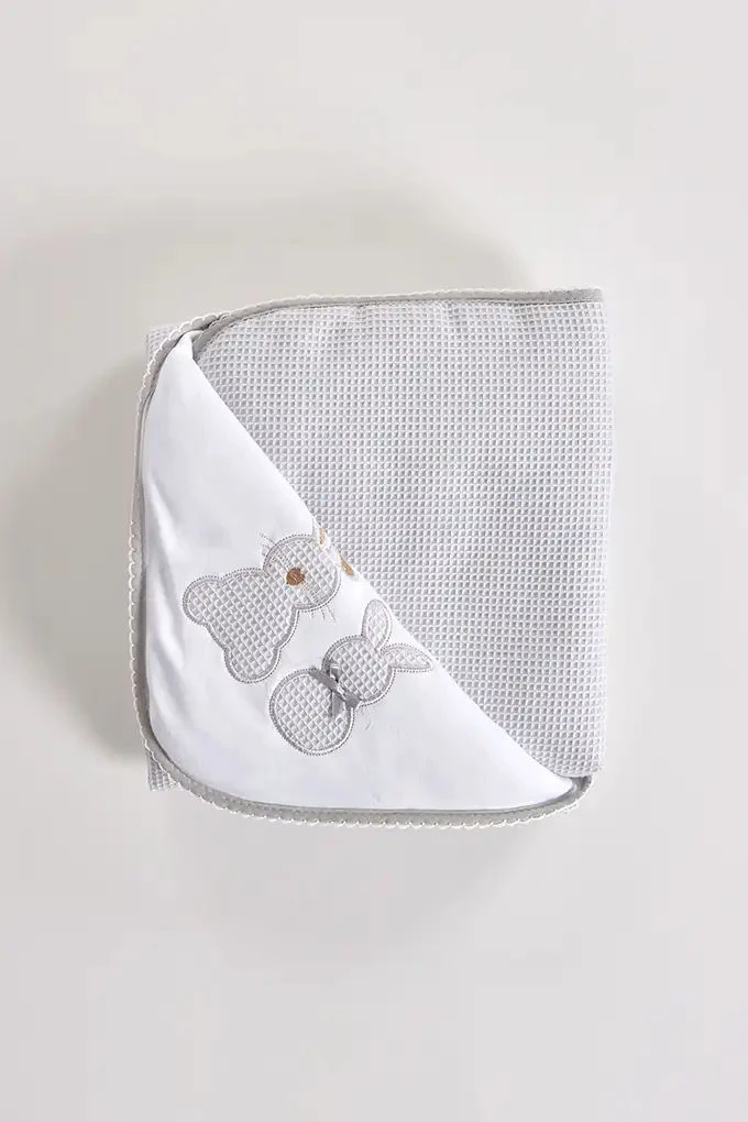 Bunnys Embroidered Cotton Waffle Baby Blanket