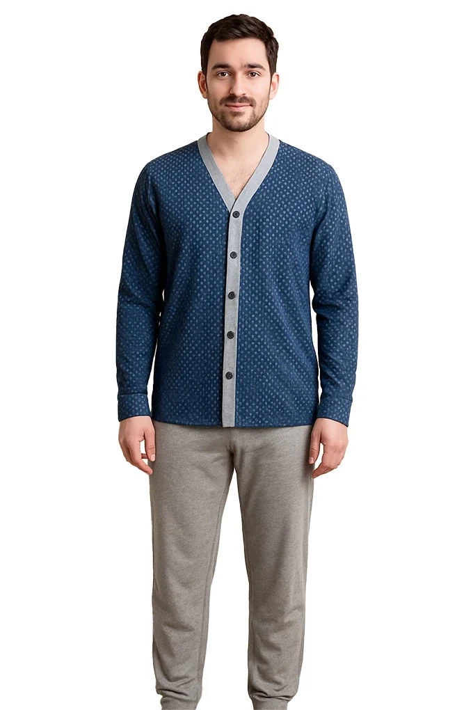 MSW6628 Man Cotton Printed Jacket Pyjama Set