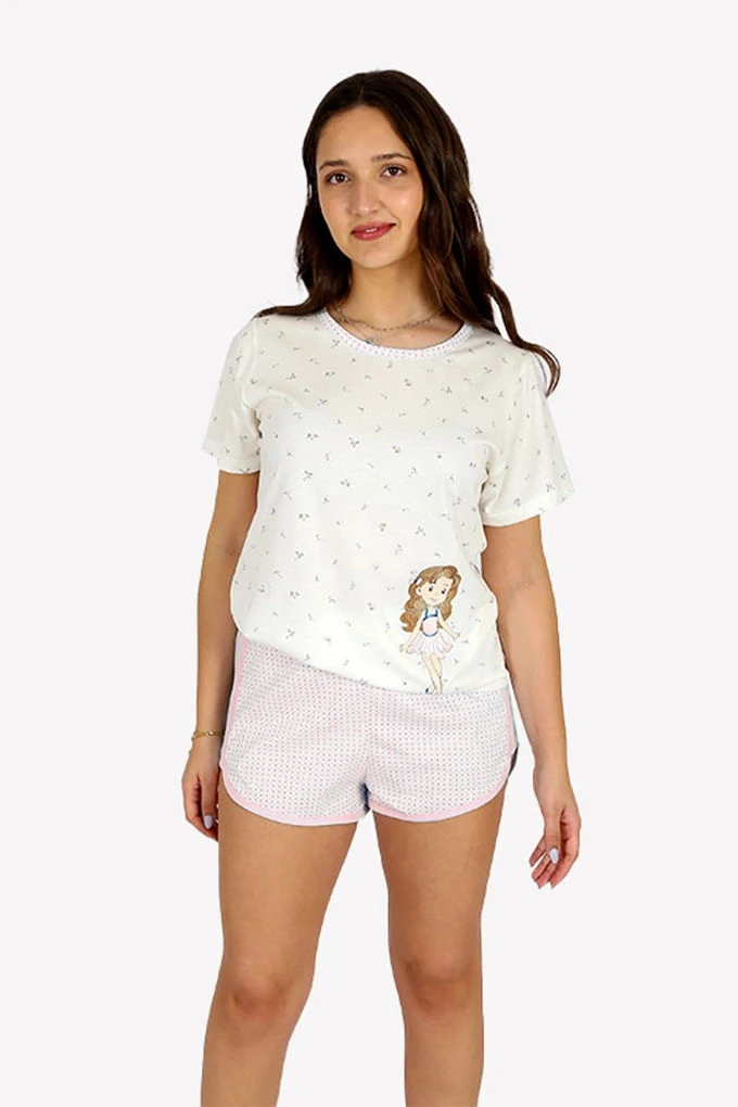 WSW6880 Woman Printed Short Sleeve Pyjama Set