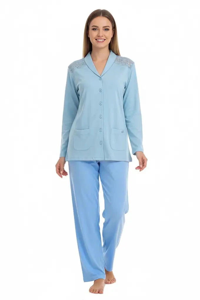 D6031 Women Laced Thermal Jacket Pyjama Set
