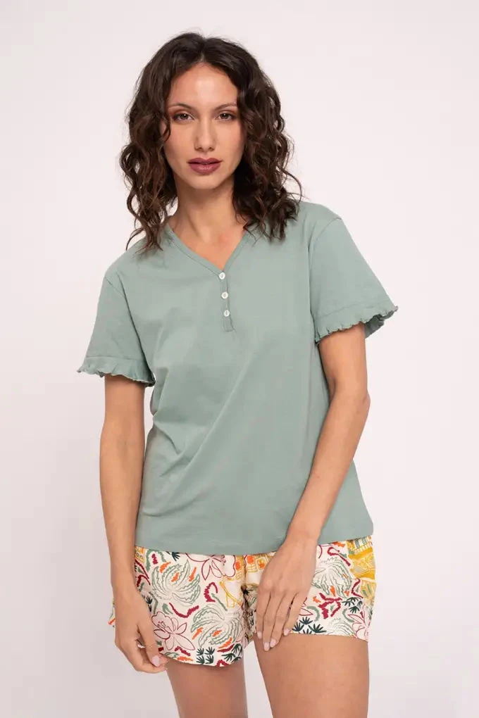 210021 Woman Short Sleeve Printed Pyjama Set