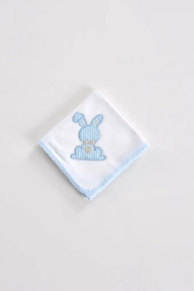 Waffle Bunny Embroidered Burp Cloth