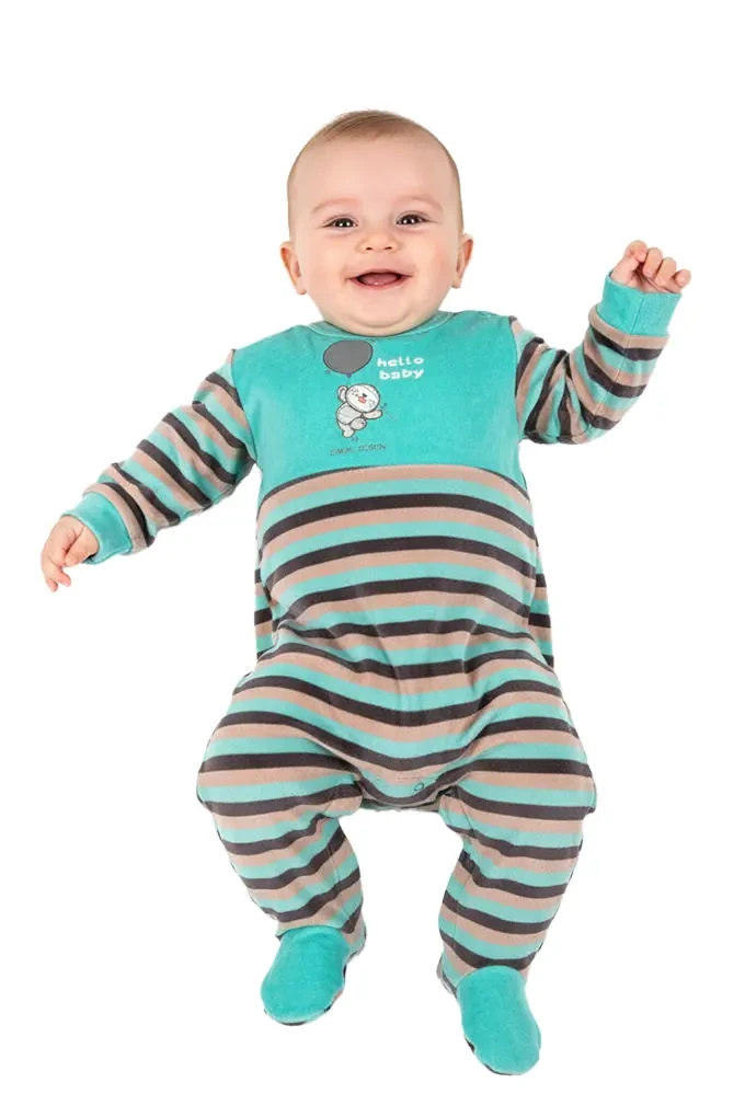 Hello Baby Printed Velvet Babygrow