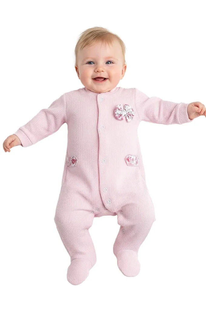 Bow Girl Cotton Knitted Babygrow