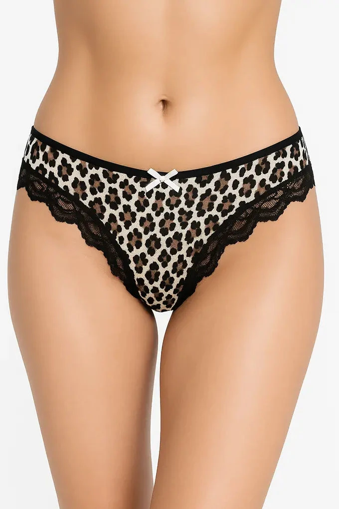 Woman Printed Laced Bikini Knickers
