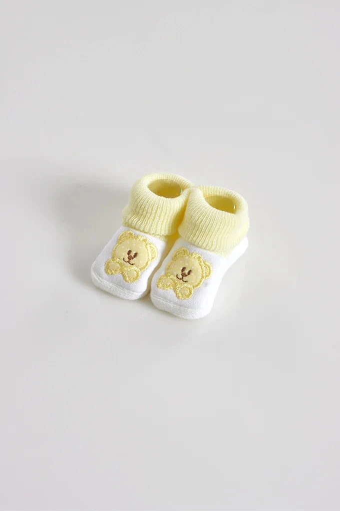 Little Bear Embroidered Baby Booties