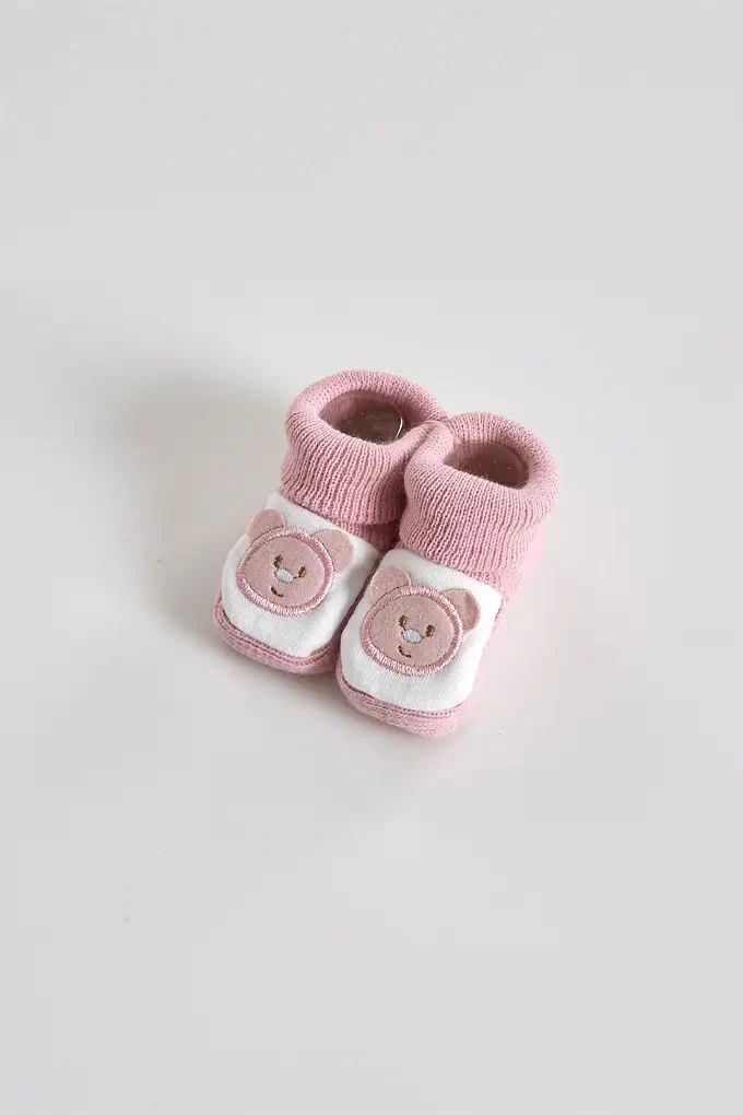 Baby Bear Embroidered Baby Booties