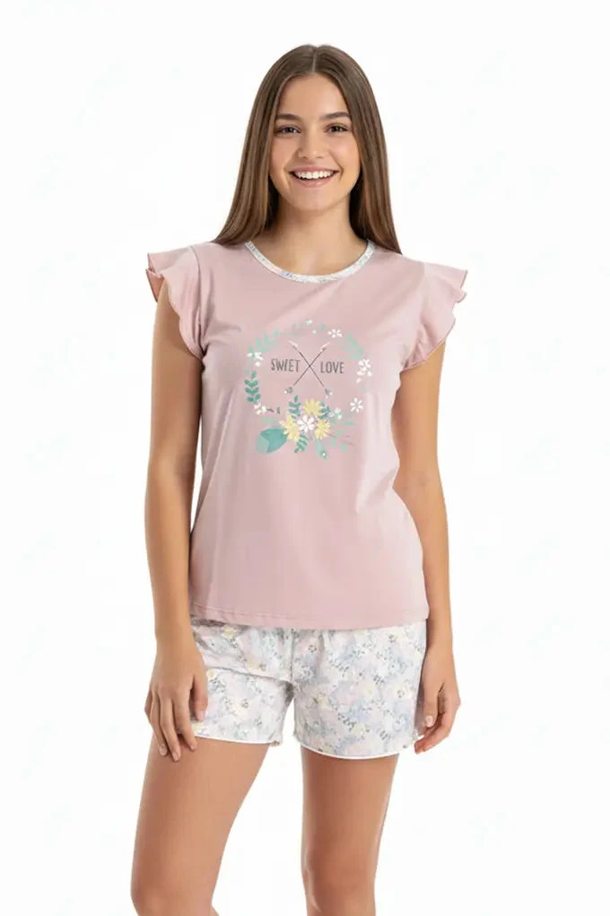 Sweet Love Teenager Short Sleeve Printed Pyjama Set