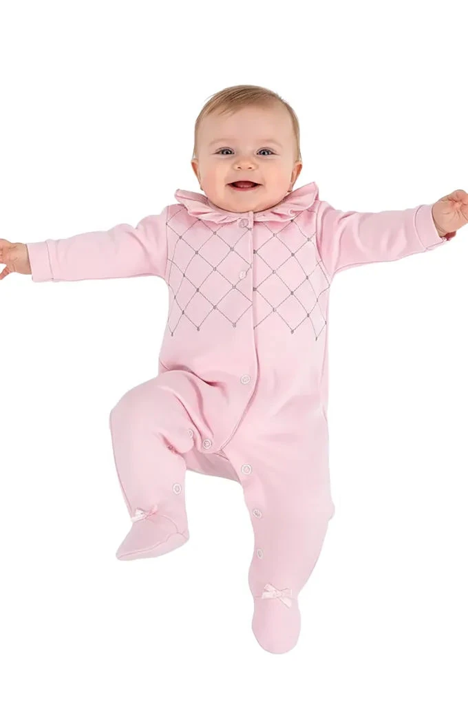 Girl Embroidered Cotton Babygrow