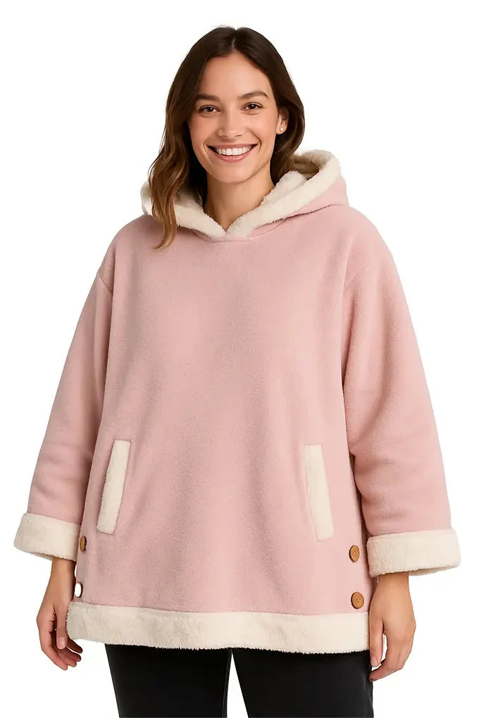 637 Woman Sherpa Coral Poncho