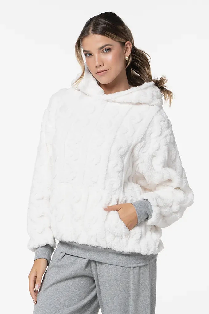 25123 Woman Coral Hoodie with Cuffs