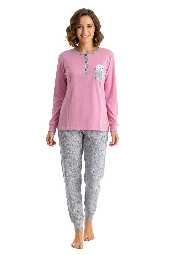 034072 Woman Thermal Printed Pyjama Set