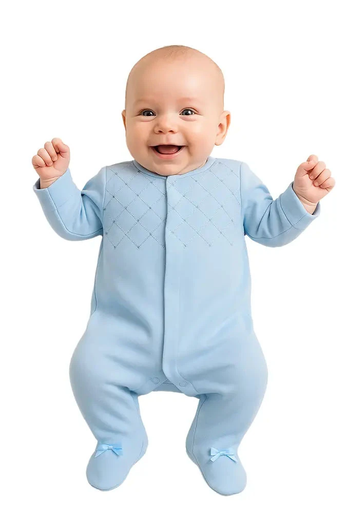 2527B Boy  Embroidered Velvet Babygrow