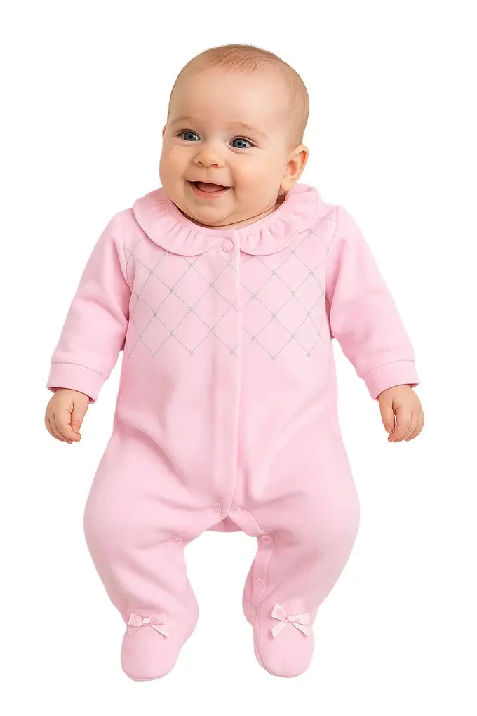 2528B Girl Embroidered Velvet Babygrow