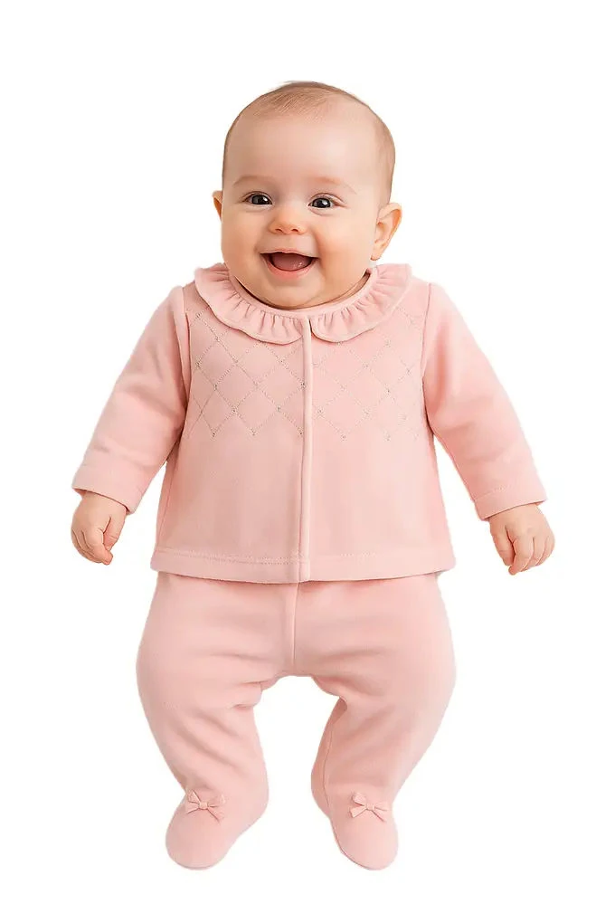2530B Girl Embroidered Velvet 2 Pieces Baby Set