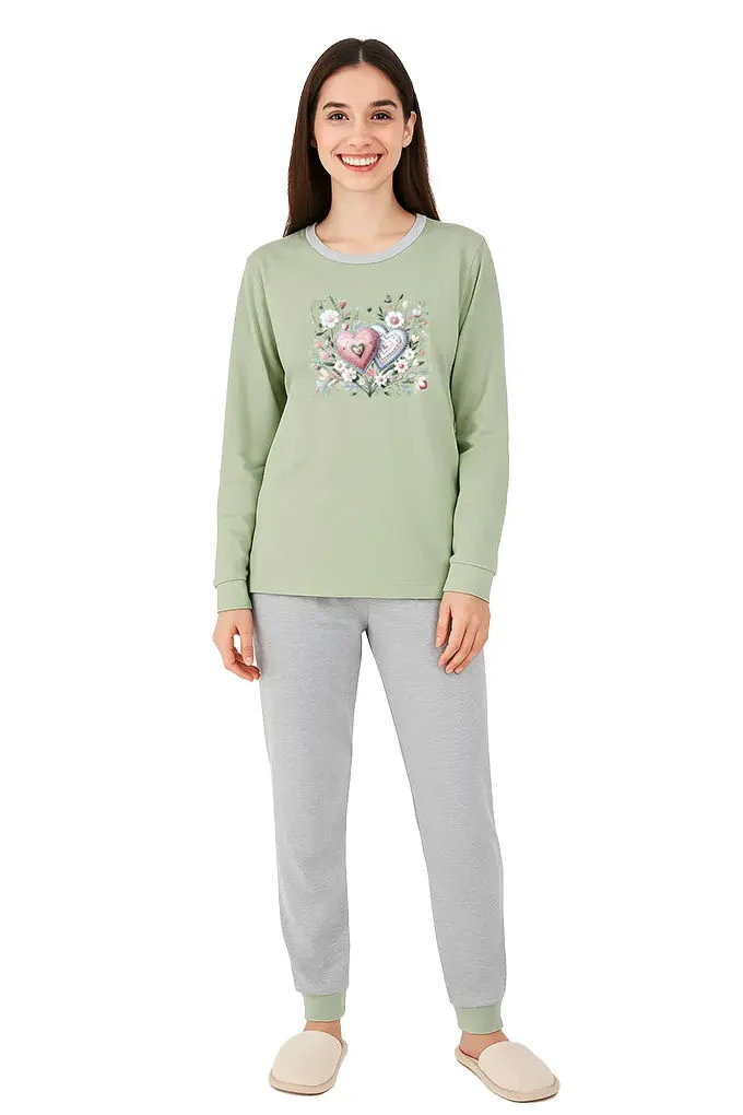 3641 Hearts Woman Thermal Printed Pyjama Set