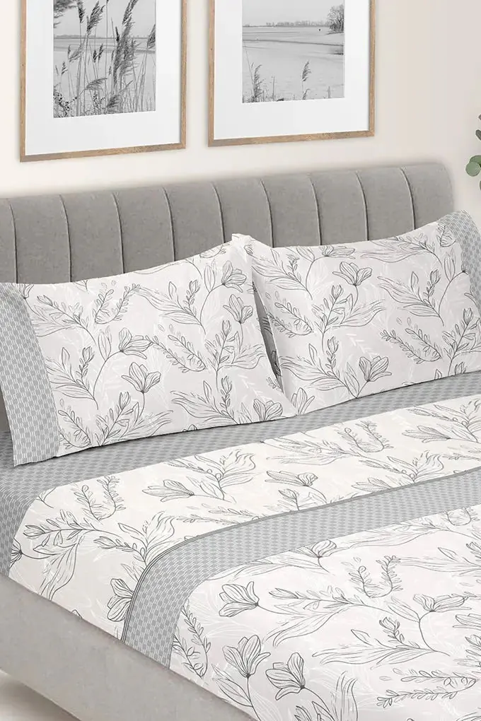 Atena Printed Flannel Sheets Set with Fitted Sheet
