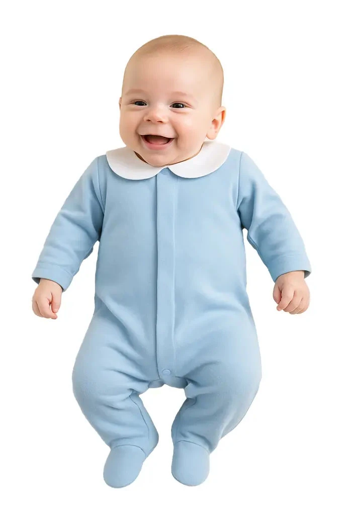 Boy Round Collar Velvet Babygrow