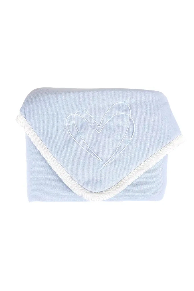 2 Hearts Embroidered Cotton Baby Blanket