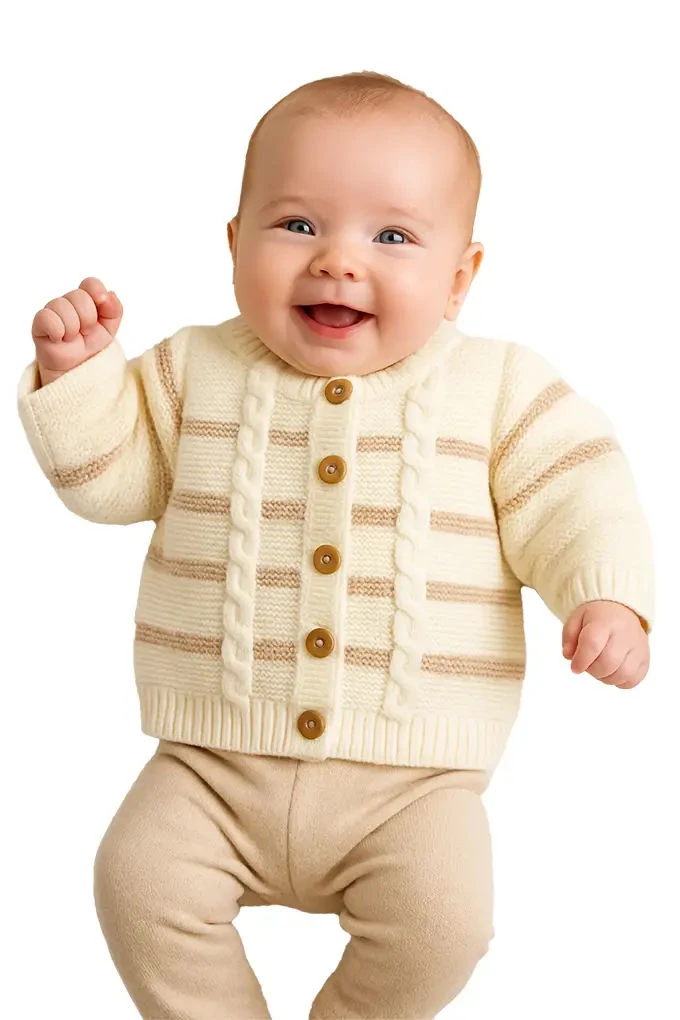 Cas087 Stripes Knitted Baby Jacket