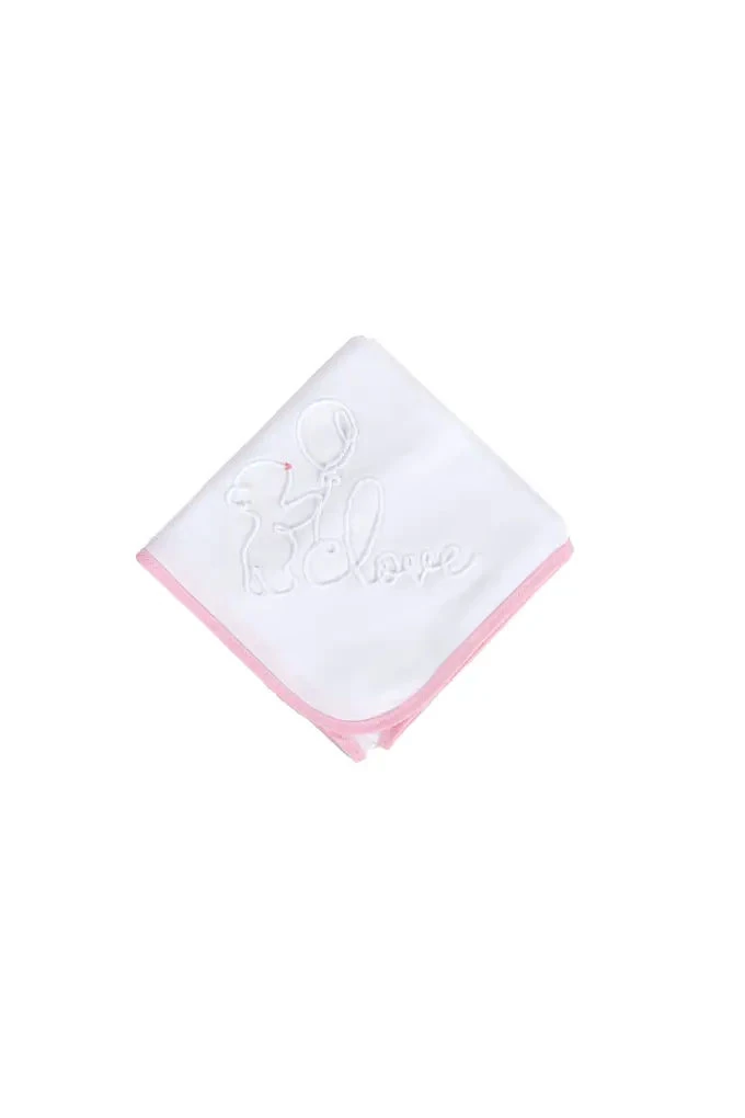 Bear with Balloon Embroidered Burp Cloth