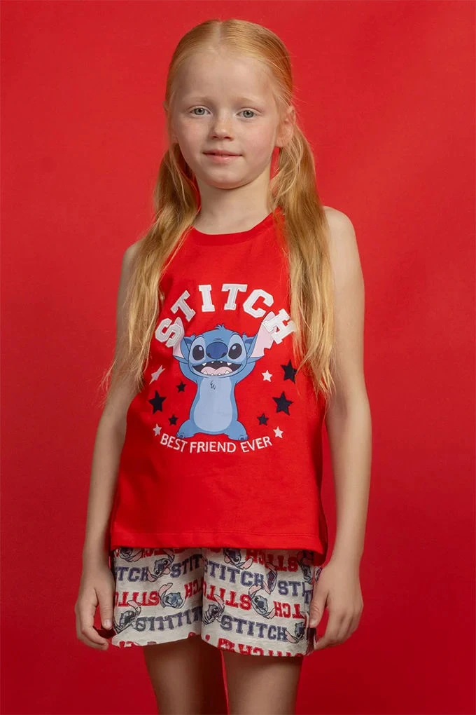 64254 Girl Sleveeless Printed Pyjama Set
