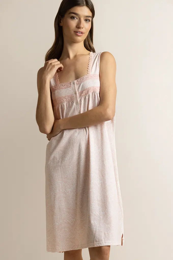 61514 Woman Laced Printed Night Shirt