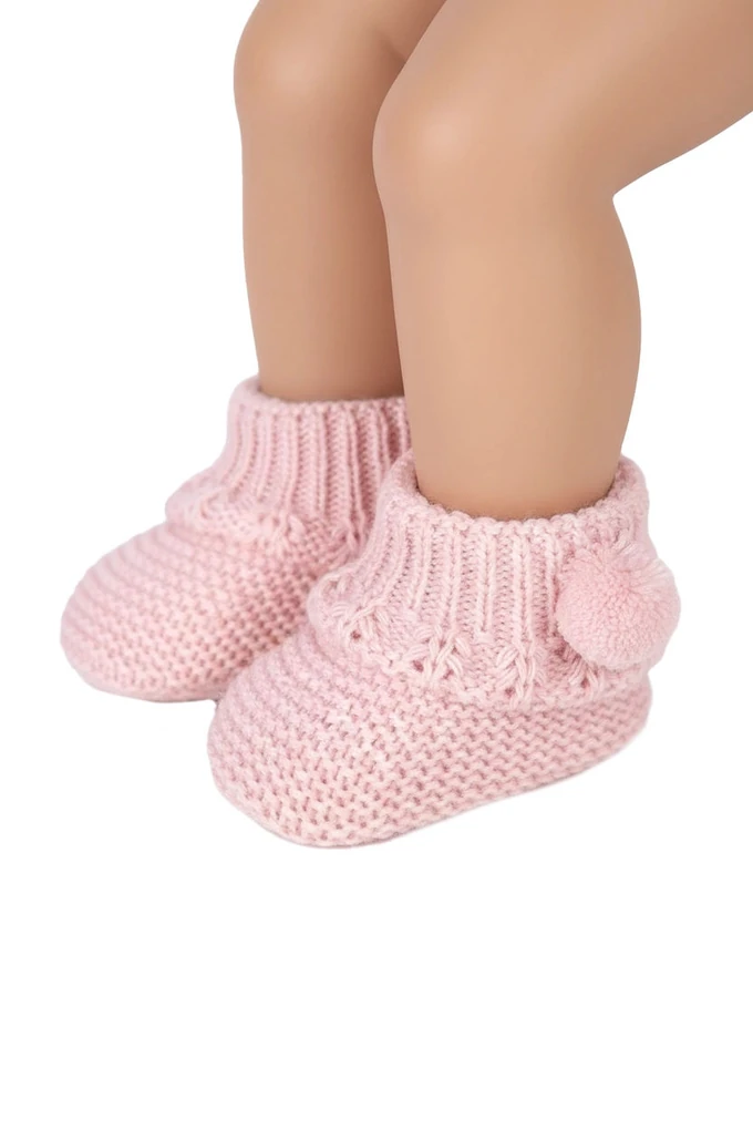 Pompom Knitted Baby Booties
