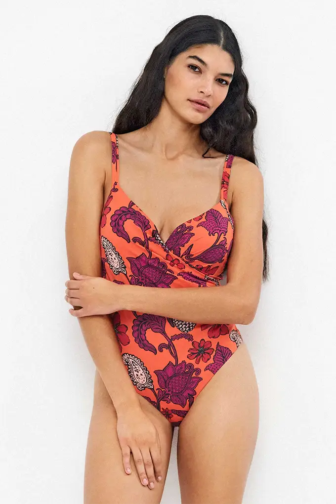 2/30371 Woman Plain / Printed Beach Swimsuit