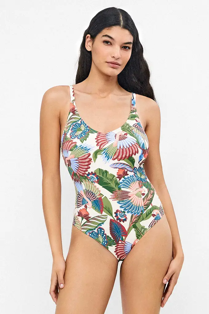 2/30381 Woman Printed Plus Size Beach Swimsuit