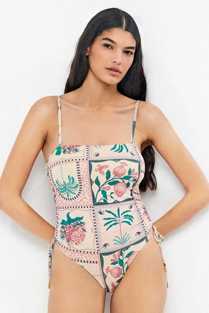 2/30326 Women Printed Beach Bandeau Swimsuit