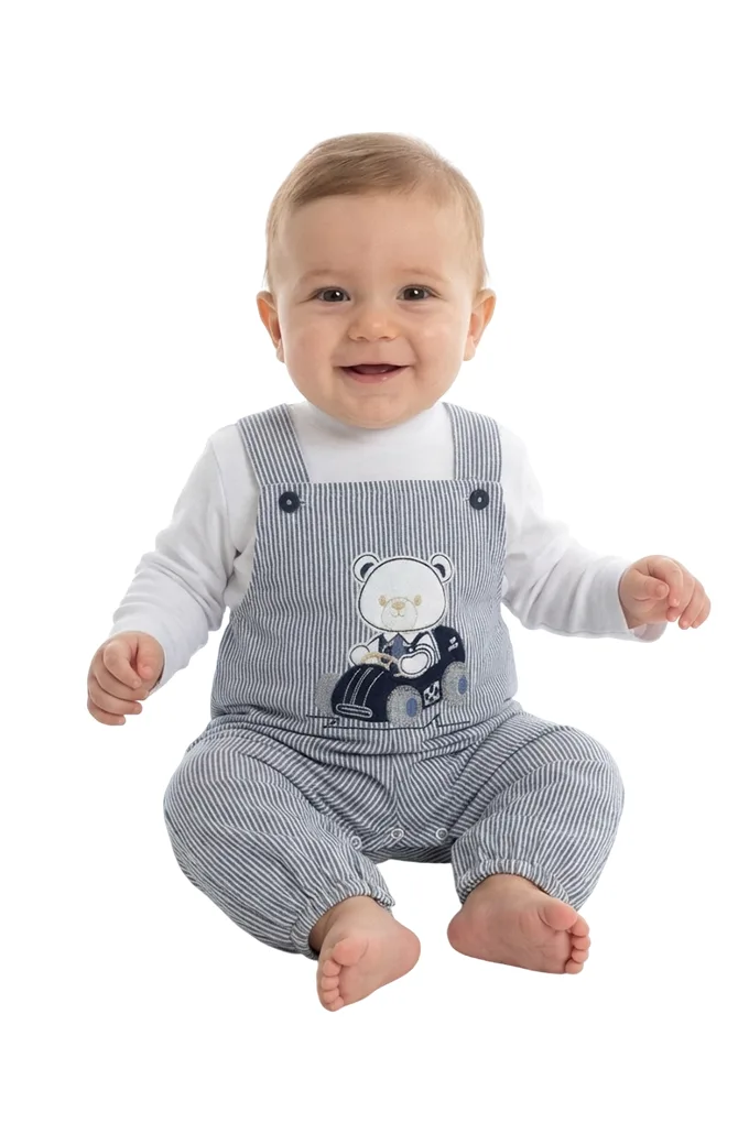 Stripes Bear Printed Baby Romper