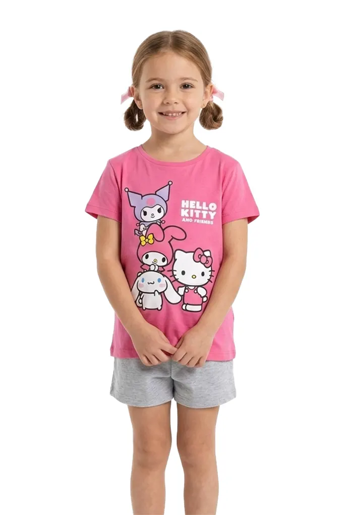EZ55660 Hello Kitty Girl Short Sleeve Printed Pyjama Set