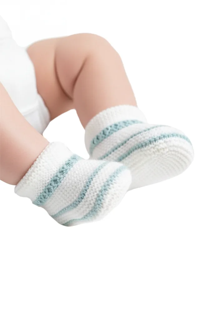Box 4Pairs Baby Booties Knitted Stripes