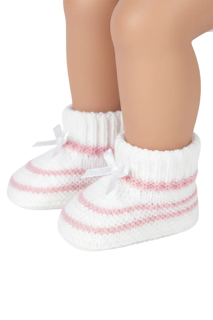 BX 4Pairs Stripes Knitted Booties with Bow