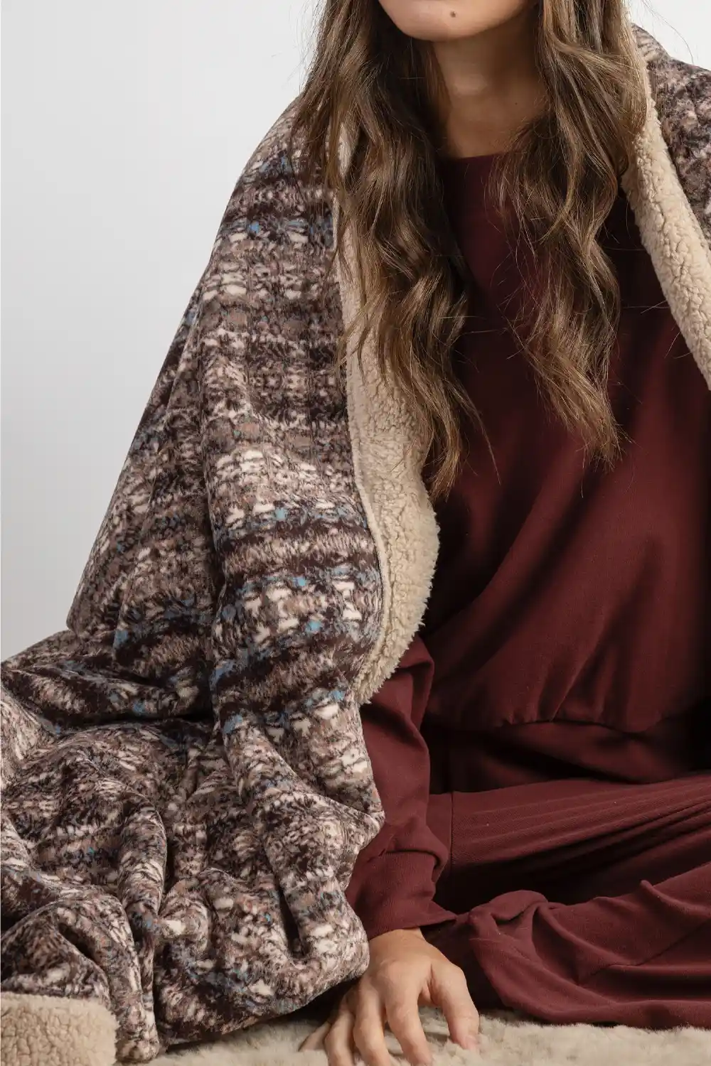 Patterned Sherpa Blanket Home Textile Admas 69199